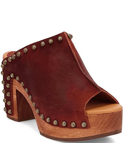 Dingo Echo Suede Studded Platform Clog Slide Sandals