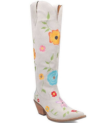 Dingo Flower Power Suede Embroidered Western Boots