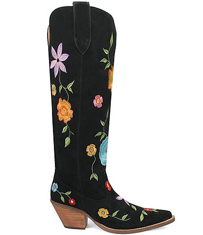 Dingo Flower Power Suede Embroidered Western Boots