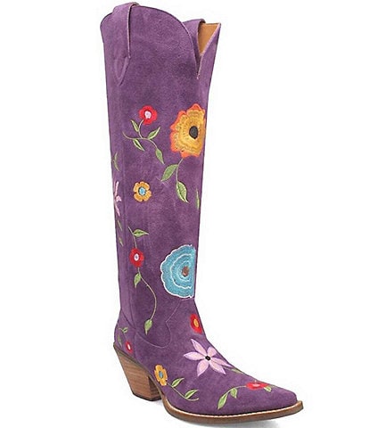 Dingo Flower Power Suede Embroidered Western Boots