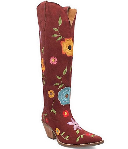 Dingo Flower Power Suede Embroidered Western Boots