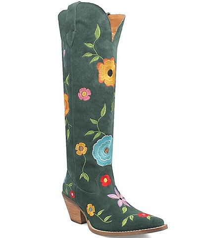 Dingo Flower Power Suede Embroidered Western Boots