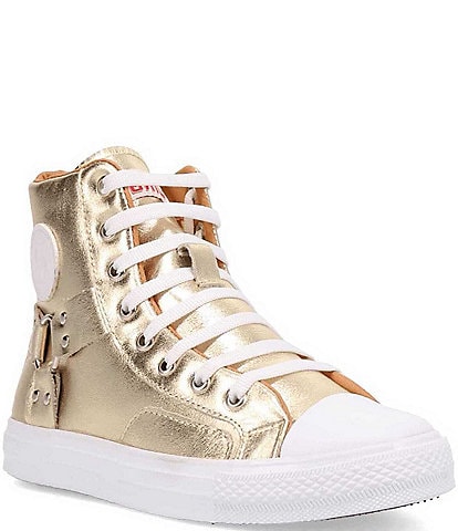 Dingo Knarly Metallic Leather High-Top Harness Sneakers