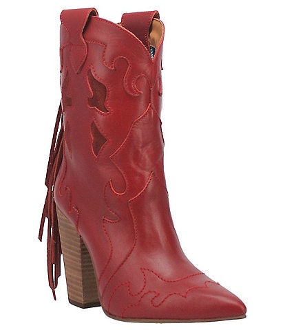 Dingo Lady's Night Leather Flame Tassel Mid Western Boots