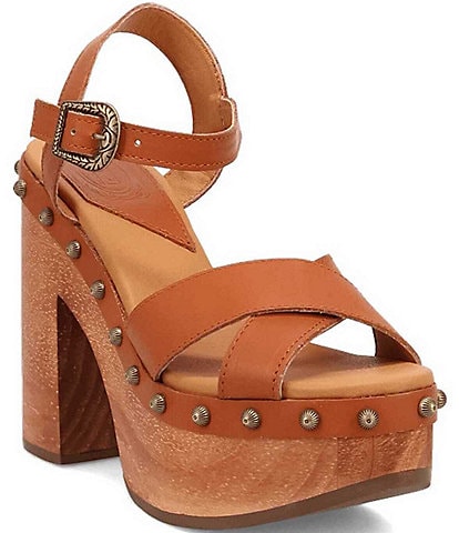 Dingo Lotus Leather Studded Platform Sandals