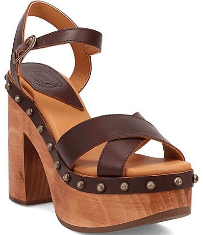 Dingo Lotus Leather Studded Platform Sandals