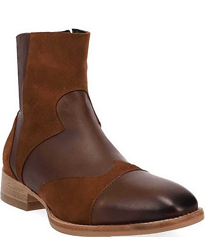 Dingo Men's Barnsley Leather and Suede Square Toe Zip Booties