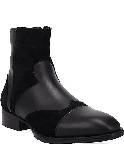 Dingo Men's Barnsley Leather and Suede Square Toe Zip Booties