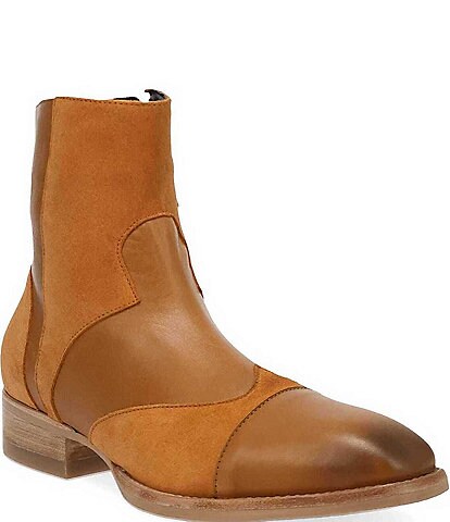 Dingo Men's Barnsley Leather and Suede Square Toe Zip Booties