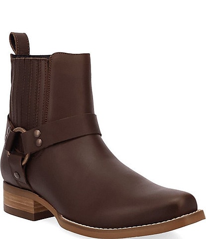 Dingo Men's Rowdy Leather O-Ring Harness Snip Toe Ankle Boots