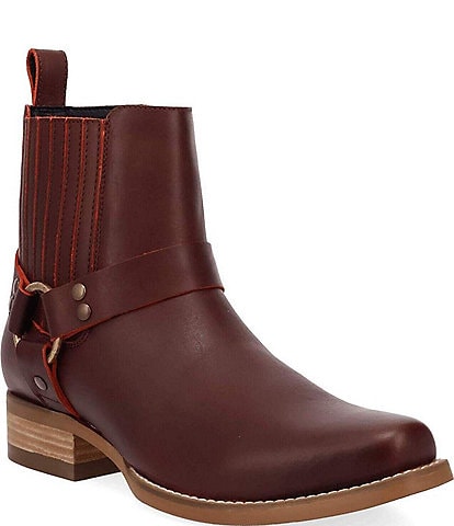 Dingo Men's Rowdy Leather O-Ring Harness Snip Toe Ankle Boots