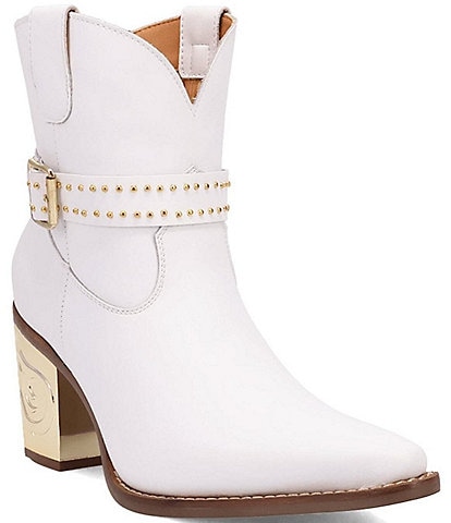 Dingo Milano Leather Studded Belt Metal Heel Western Booties