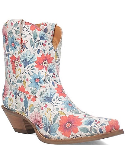 Dingo Pixie Rose Leather Western Booties