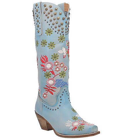 Dingo Poppy Floral Embroidered Studded Western Boots