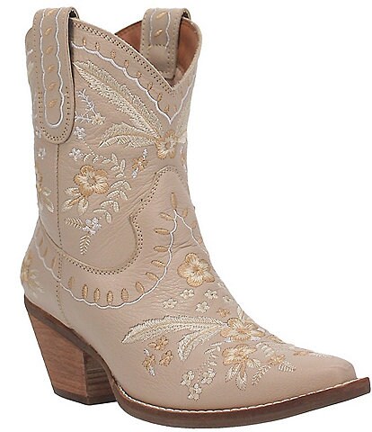 Dingo Primrose Leather Feather & Floral Embroidered Western Booties
