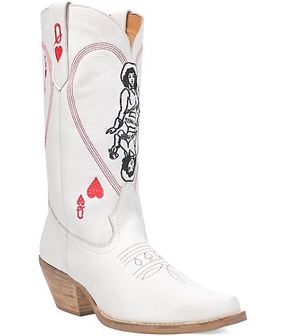 Dingo Queen A Hearts Embroidered Leather Mid Western Boots