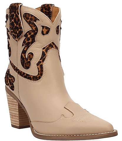 Dingo Run Wild Leather Leopard Print Suede Western Booties