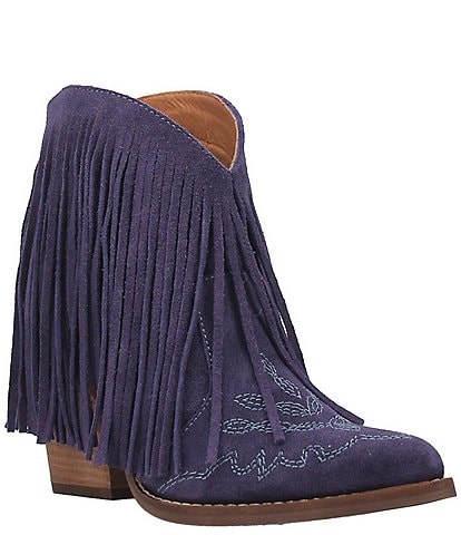 Dingo Tangles Suede Fringed Western Booties