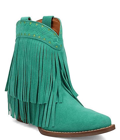 Dingo Tapadero Suede Fringe Western Booties