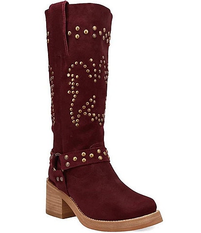 Dingo Troubadour Suede Studded Harness Tall Boots