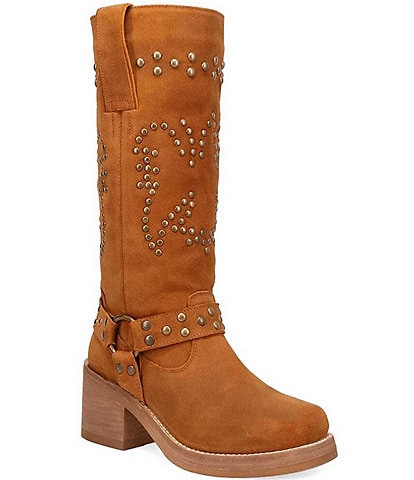 Dingo Troubadour Suede Studded Harness Tall Boots