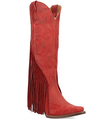 Dingo Walk West Leather Suede Fringe Western Tall Boots