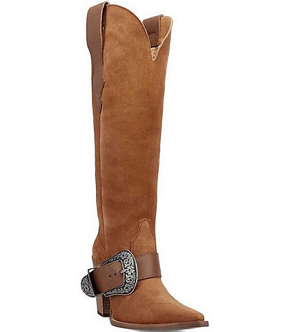 Dingo Yeehottie Suede Big Buckle Hardware Western Boots