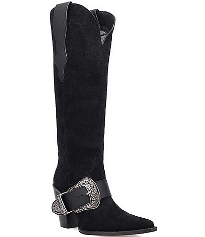 Dingo Yeehottie Suede Big Buckle Hardware Western Boots