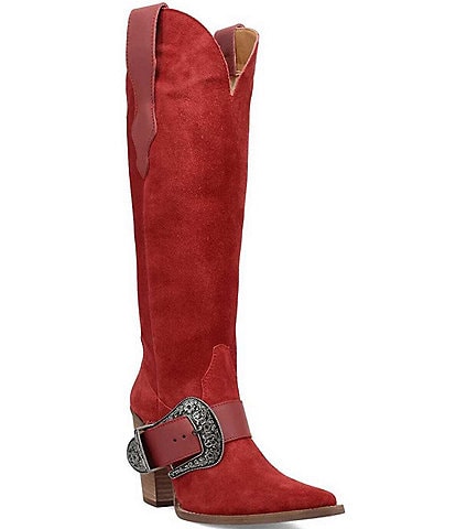 Dingo Yeehottie Suede Big Buckle Hardware Western Boots