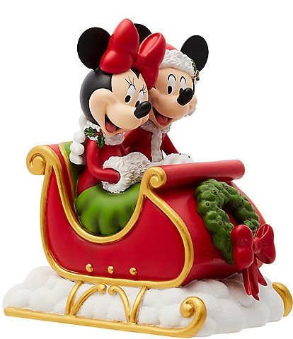 Disney Enesco Disney Showcase Holiday Mickey And Minnie Mouse in Sleigh Figurine