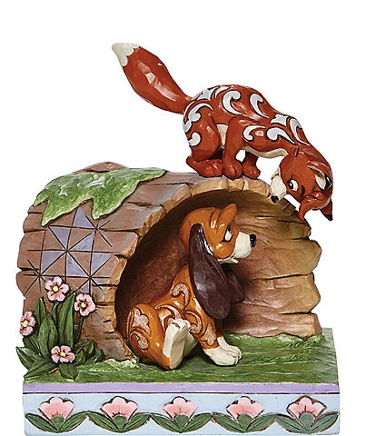 Jim Shore Disney Fox And Hound On Log Figurine