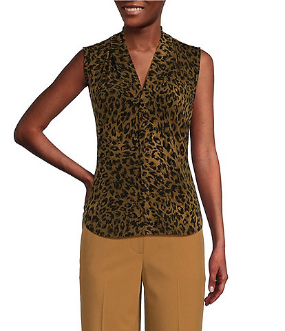 DKNY Animal Print Sleeveless V-Neck Cami