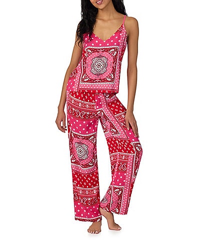 DKNY Bandana Print Sleeveless V-Neck Woven Pant Pajama Set