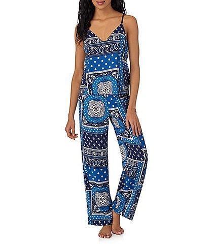 DKNY Bandana Print Sleeveless V-Neck Woven Pant Pajama Set