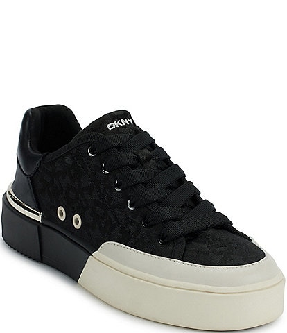 DKNY Bradley Signature Logo Lace Up Platform Sneakers