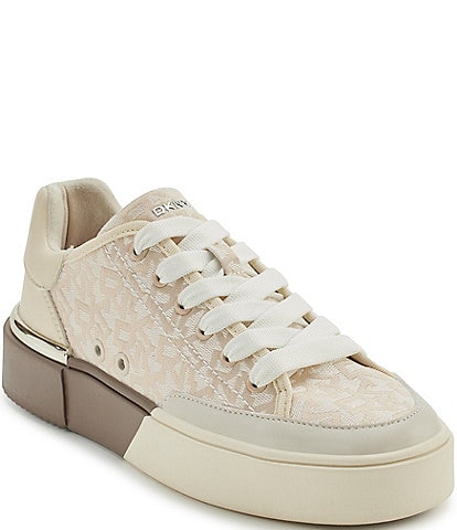 DKNY Bradley Signature Logo Lace Up Platform Sneakers