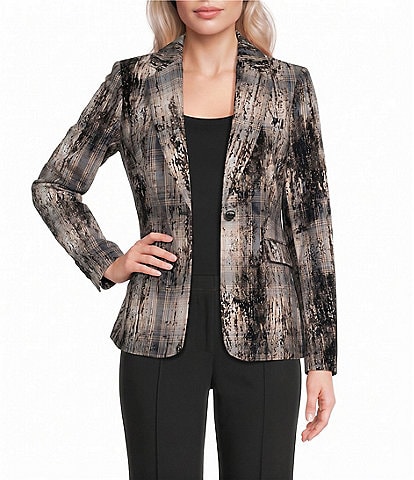 DKNY by Donna Karan Button Notch Collar Long Sleeve Jacket