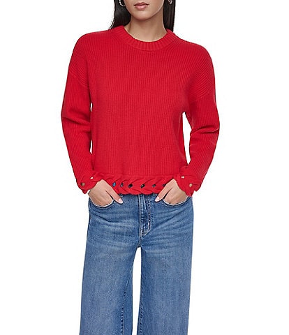 DKNY by Donna Karan Cable Knit -Weave Crew Neck Long Sleeve Sweater Top
