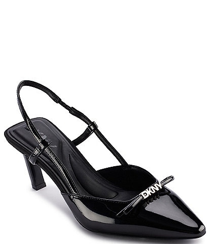 DKNY by Donna Karan Carline Patent Bow Detail Slingback Dress Pumps