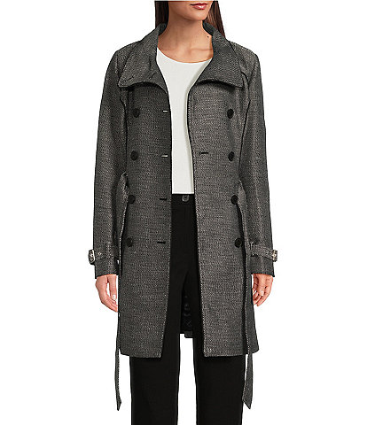 DKNY by Donna Karan Double Breasted Waterproof Long Sleeve Coat