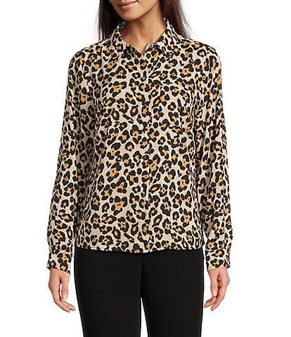 DKNY by Donna Karan Georgette Roll Tab Sleeve Button Front Shirt