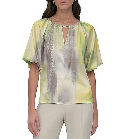 DKNY by Donna Karan Keyhole Puff Sleeve Top