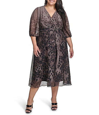 DKNY by Donna Karan Plus Size Leopard Print Midi