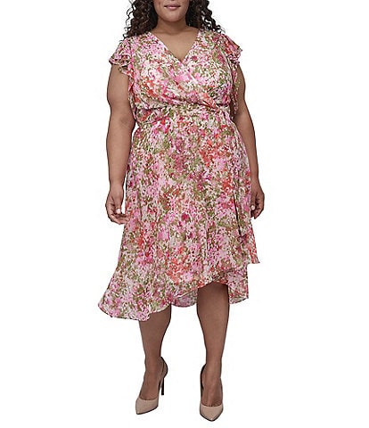 DKNY by Donna Karan Plus Size Printed Wrap Dress