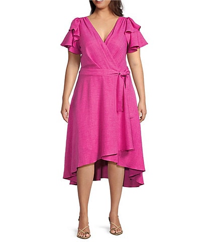 DKNY by Donna Karan Plus Size Short Sleeve V-Neck Wrap Dress
