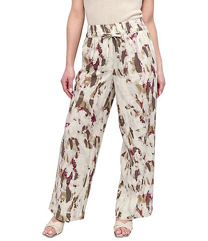 DKNY by Donna Karan Printed Linen Blend Pull On Pants