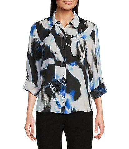 DKNY by Donna Karan Roll Tab Sleeve Button Front Shirt