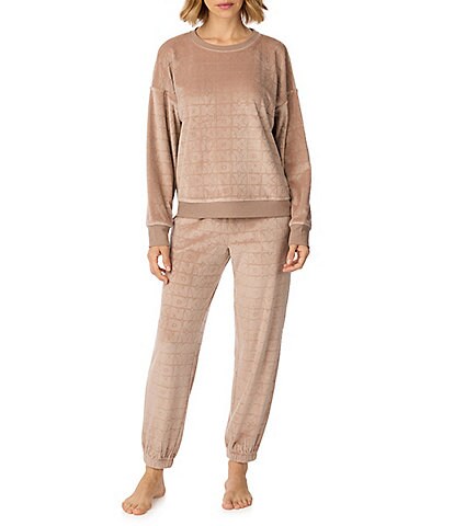 DKNY by Donna Karan Round Neck Long Sleeve Knit Jogger Pajama Set