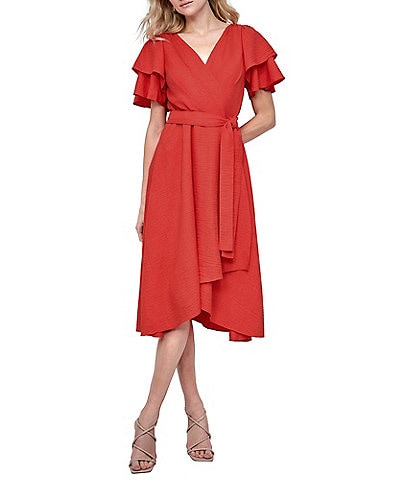 DKNY by Donna Karan Short Sleeve V-Neck Wrap Dress