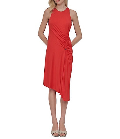 DKNY by Donna Karan Sleeveless Ruched Midi Dress